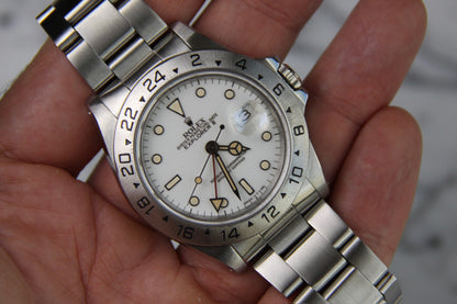 Rolex Explorer II Polar “Chicchi Di Mais” Full Steel 1990 Porcelain Dial Yellow Patina (Serviced)