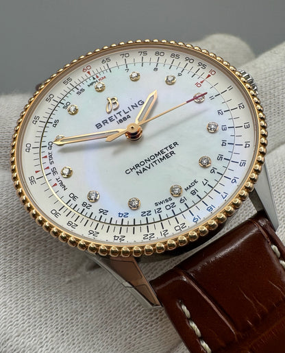 Breitling Navitimer 36 Mother Of Pearl Diamond Dial Special Edition (Full-Set/Mint)