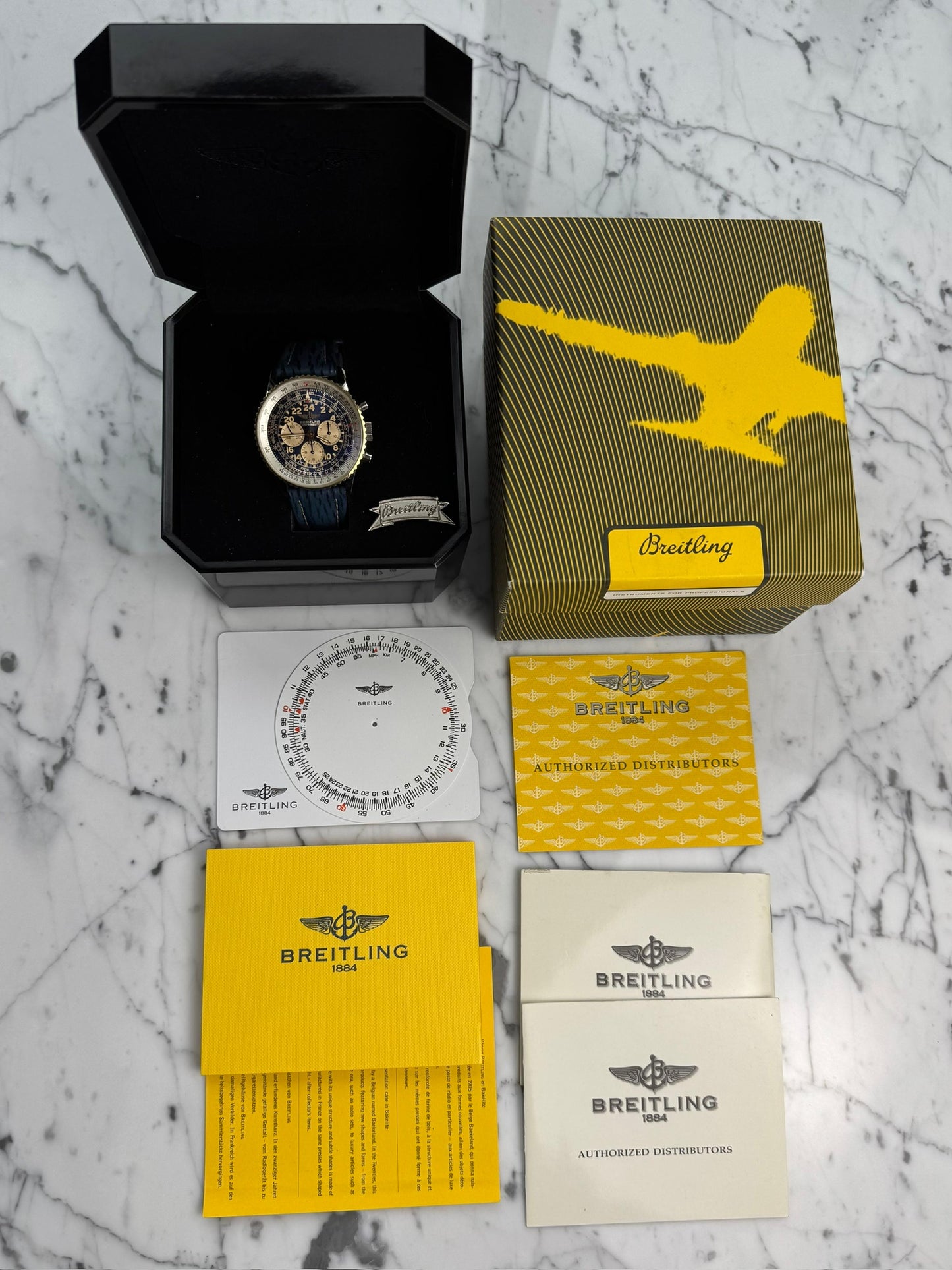 Breitling Navitimer Cosmonaute Two Tone Blue Tritium Dial Yellow Patina (Box/Mint)