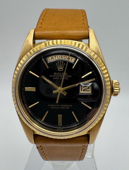 Rolex Day-Date 36 Yellow Gold 18K Head Black Glossy Swiss Only Door Stop Index 1974