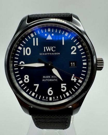 IWC Pilot Mark XVIII Black Ceramic Blue Dial Limited 1500 Pcs (Full-Set)