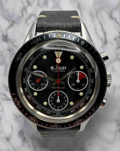 Le Jour Chronograph Vintage Steel 39 Glossy Tritium Dial 1970s