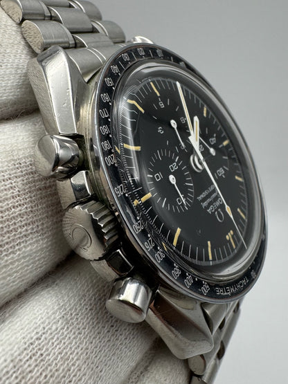 Omega Speedmaster Professional Moonwatch Full Steel Yellow Patina Step Dial Ghost Bezel (Serviced)