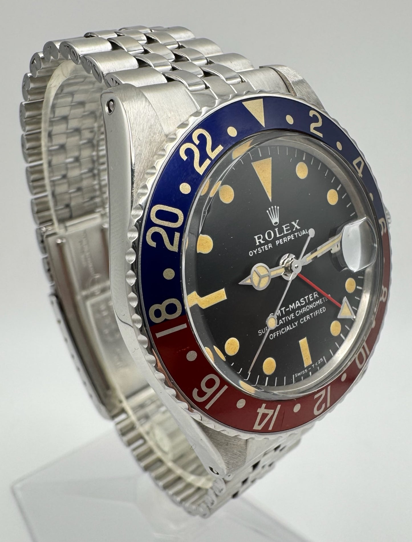 Rolex GMT-Master 1675 MK1 Long E Pepsi Red Back Insert Nice Patina 1968 (Serviced)