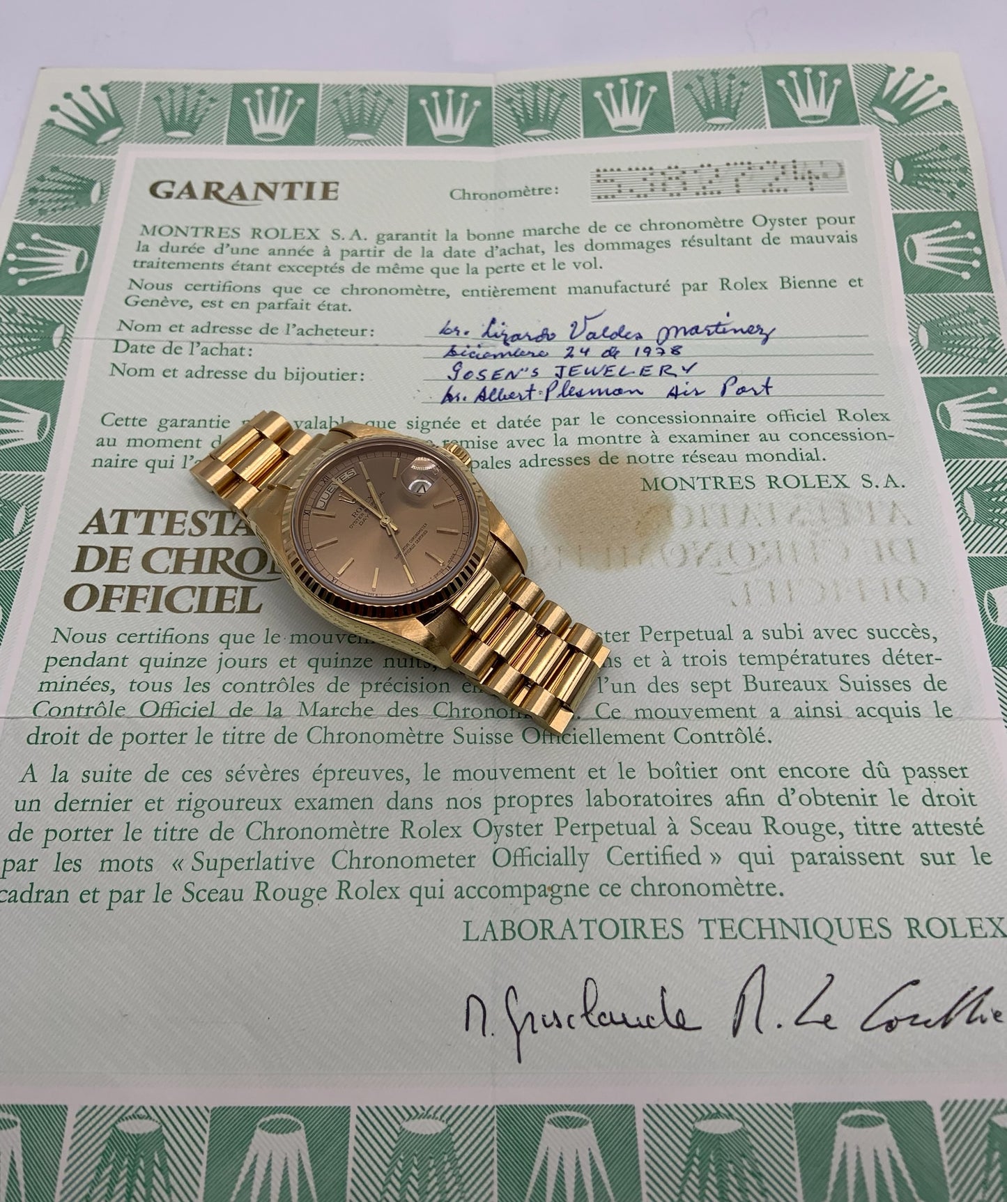 Rolex Day-Date Full Gold with Spanish Days (Full-Set)