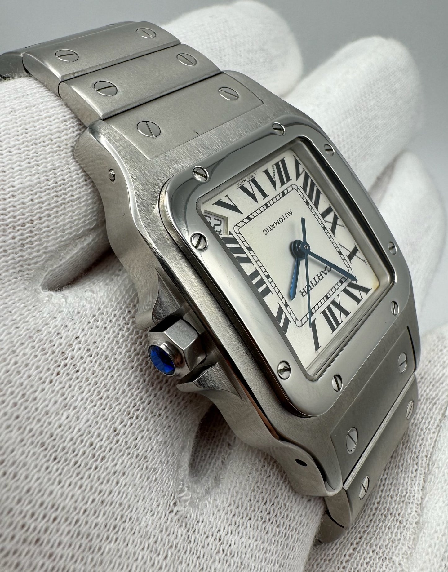 Cartier Santos Automatic with Silver Roman Dial (Box)