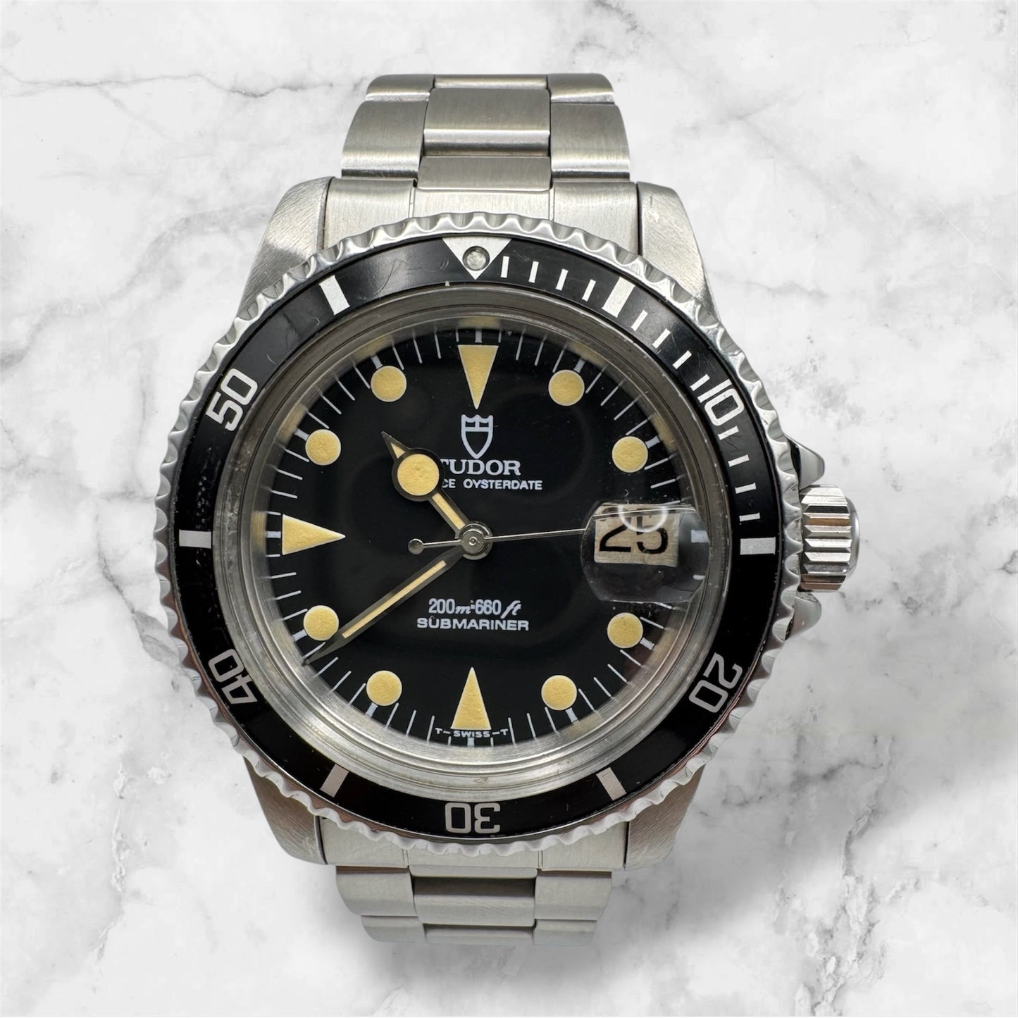 Tudor Submariner 76100 Full Steel Yellow Patina Lollipop Hands