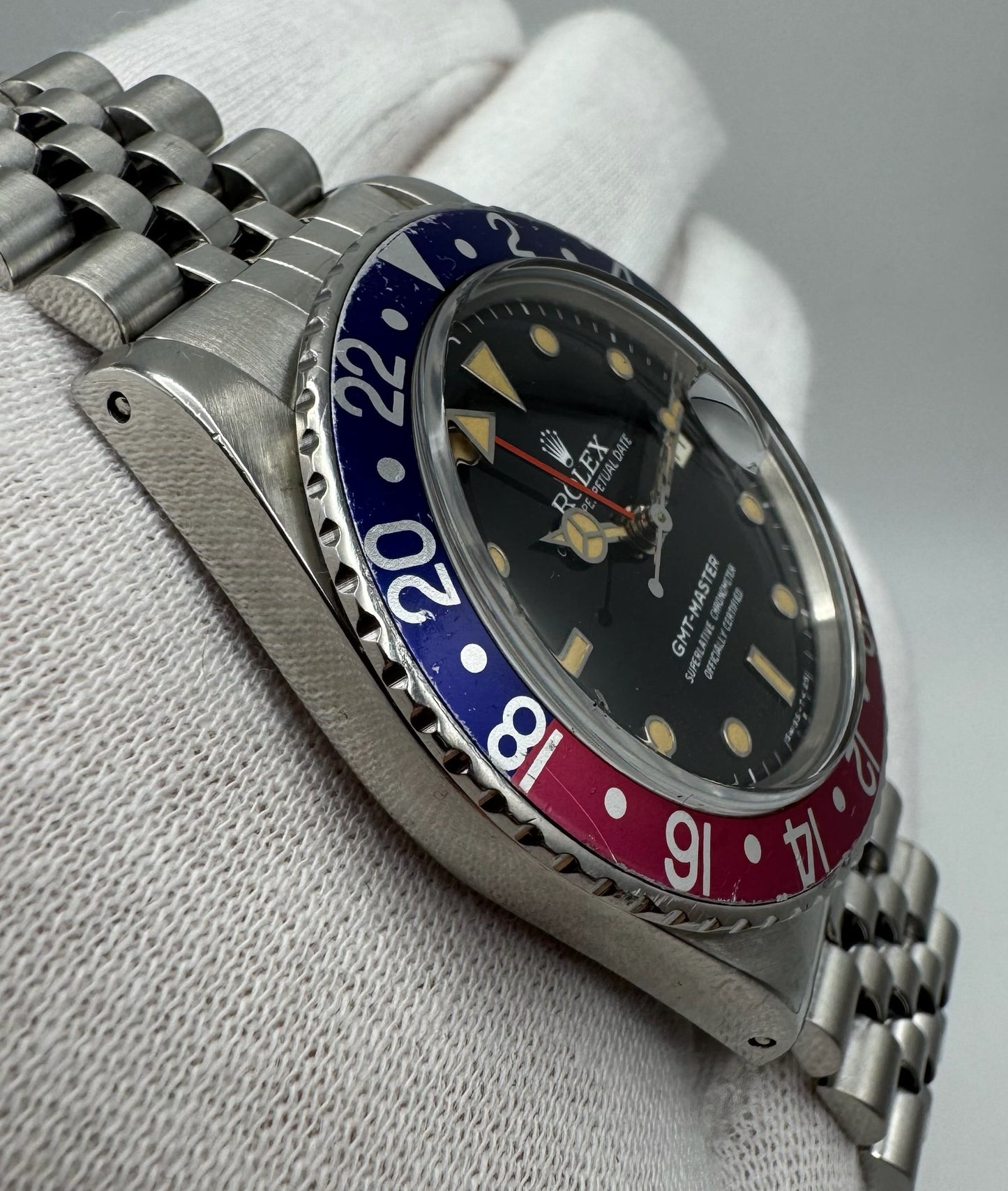 Rolex GMT-Master 16750 Jubilee Pepsi Heavy Patina 1985