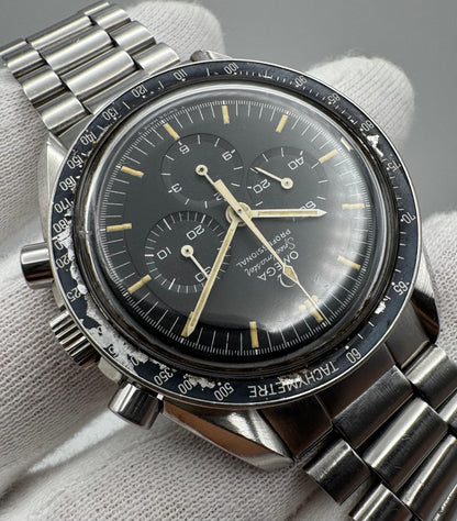 Omega Speedmaster Professional Moonwatch Full Steel Yellow Patina Original Step Tritium Dial (Unpolished)