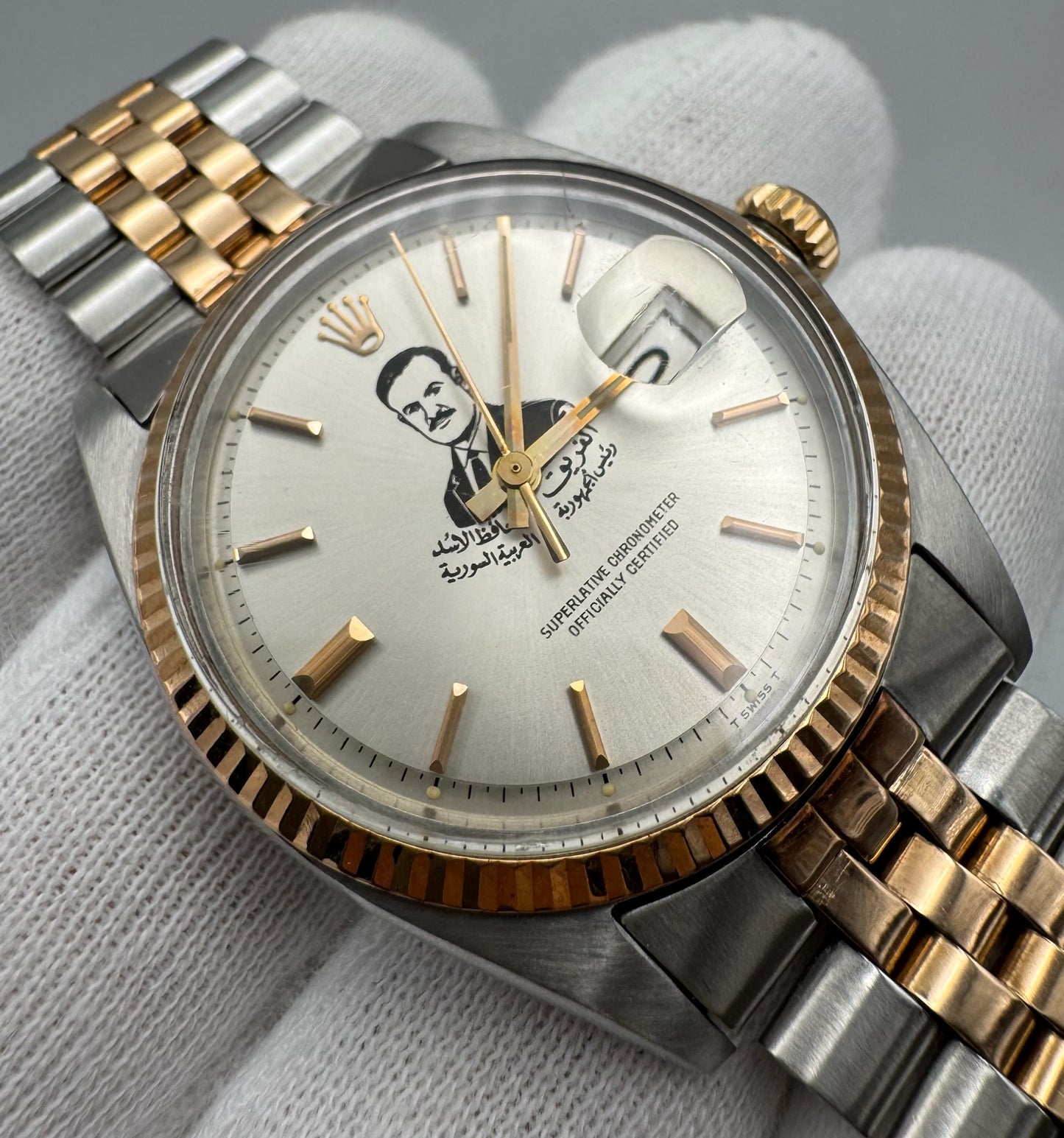 Rolex Datejust 1601 Steel/Rose Gold "Hafez El Assad" Silver Dial Unique Piece 1969
