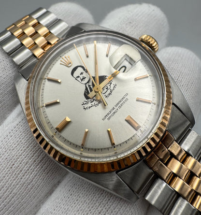 Rolex Datejust 1601 Steel/Rose Gold "Hafez El Assad" Silver Dial Unique Piece 1969