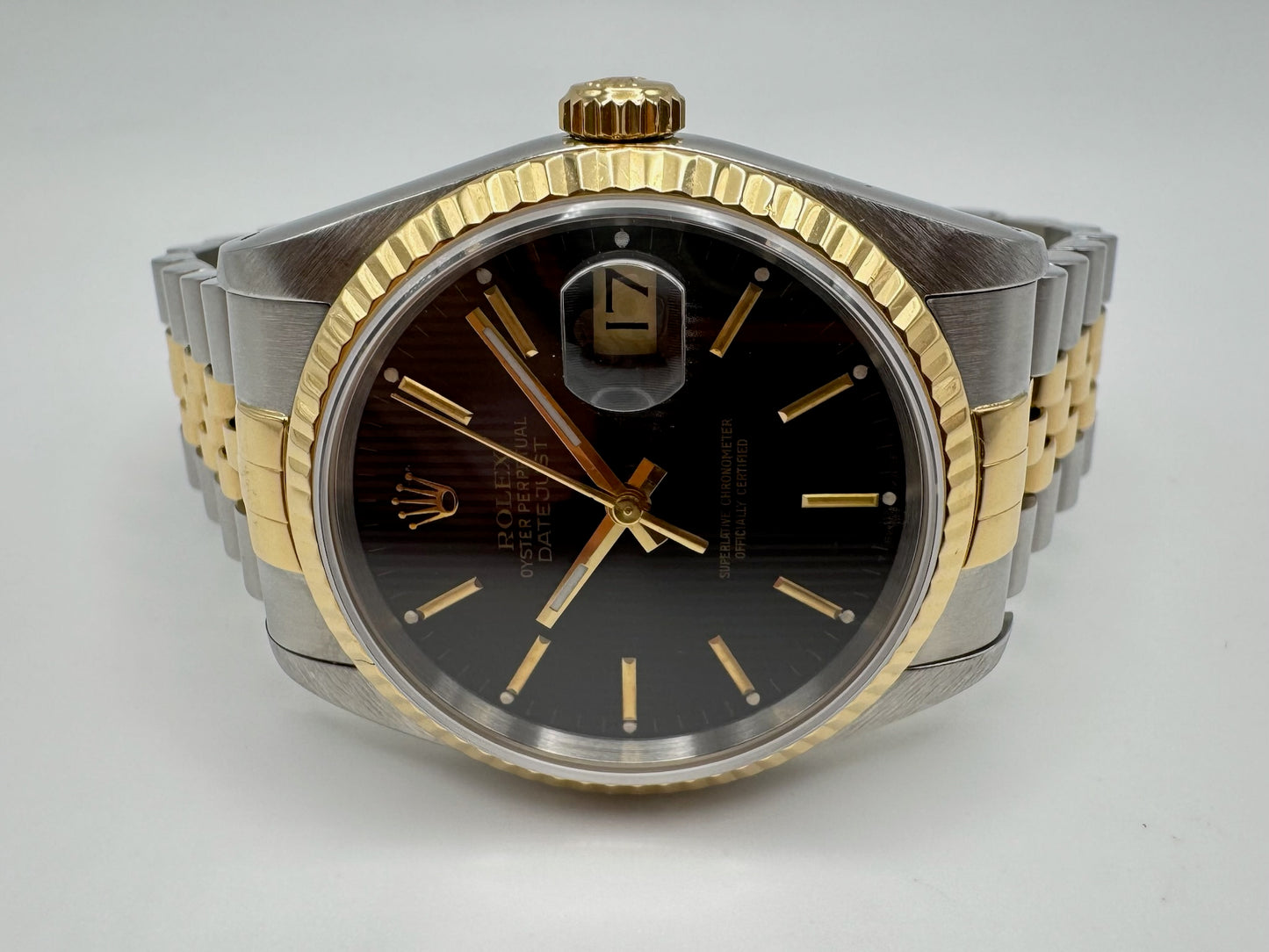 Rolex Datejust 36 Steel/Yellow Gold Jubilee Black Tapestry 1990 (Serviced)