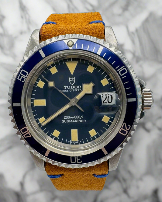 Tudor Submariner Snowflake Steel Blue Dial Yellow Patina 1976