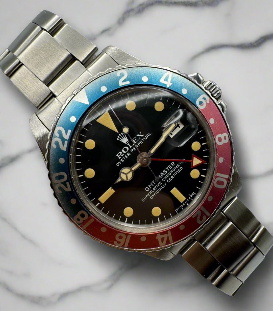 Rolex GMT-Master 1675 Fat Font Red Back Pepsi Insert Mark IV All Red GMT Hand