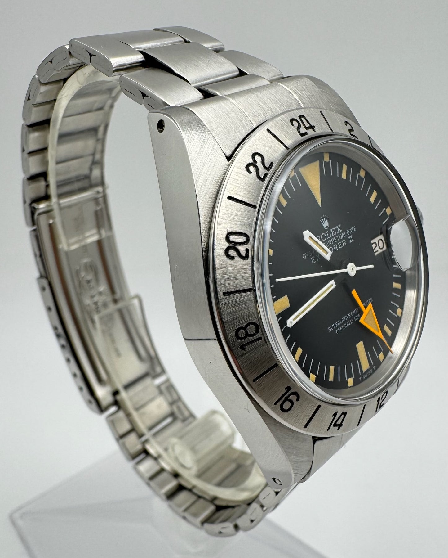 Rolex Explorer II 1655 Steve Mc Queen 1655 Full Steel Yellow Patina MK1 Straight Hand 1972 (Box/Mint/Serviced)