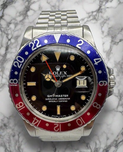 Rolex GMT-Master 16750 Jubilee Pepsi Heavy Patina 1985