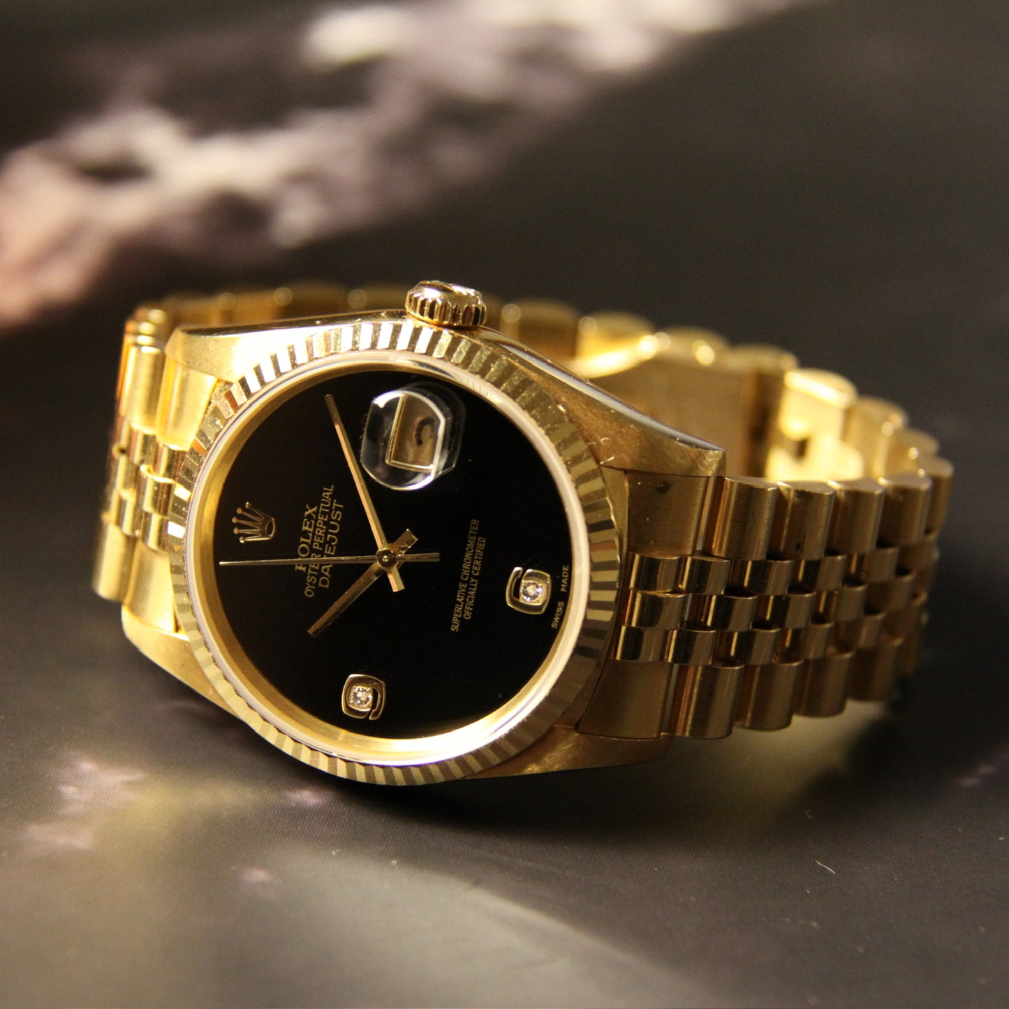 Rolex Datejust 36 Full Yellow Gold Jubilee Factory Onyx Dial 1995 (Unpolished)