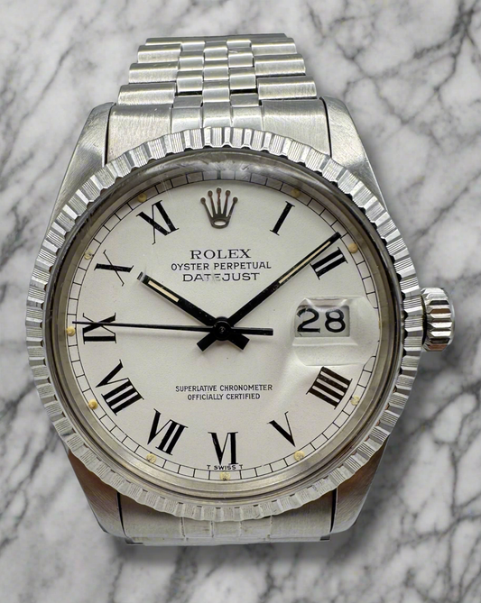 Rolex Datejust 36 Full Steel Jubilee with White Buckley Dial 1982