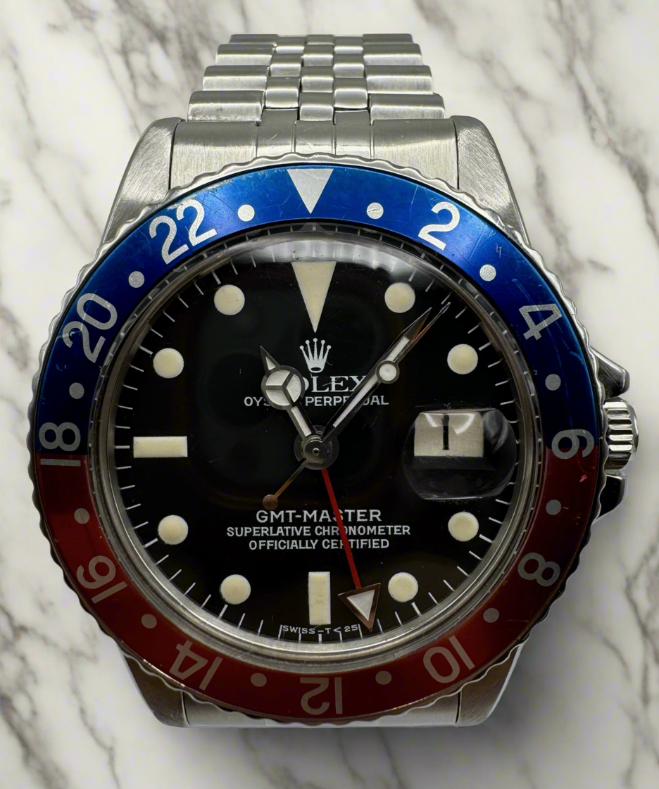 Rolex GMT-Master 1675 Pepsi with Jubilee Service Tritium Dial 1968