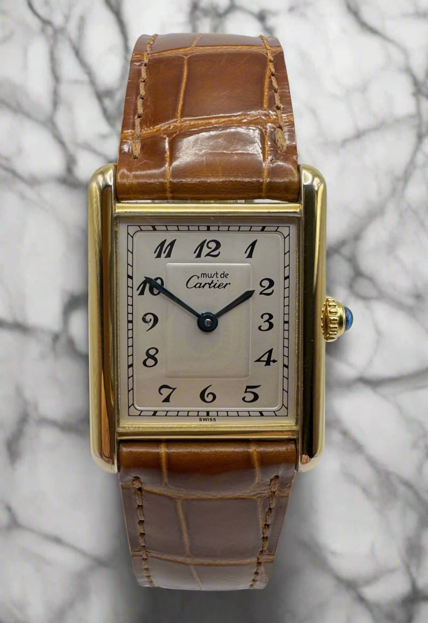 Cartier Tank Vermeil Gold Plated with Breguet Numerals (Mint)