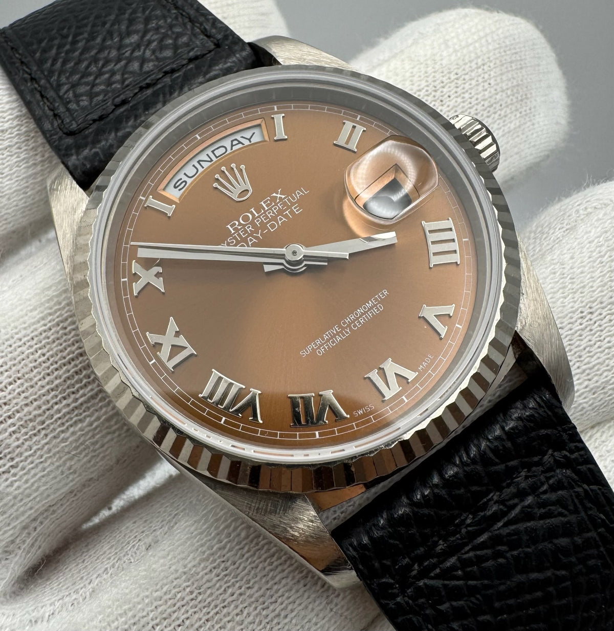 Rolex Day-Date 18239 White Gold Brown/Bronze Dial Rare 1999 (Unpolished)