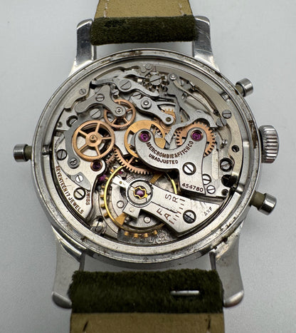 Abercrombie & Fitch Seafarer 2444 Vintage Silver Dial Chronograph ~1950 (Unpolished)