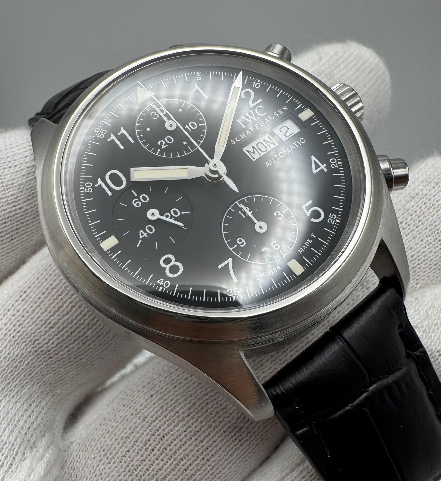 IWC Pilot Chronograph IW3706 Black Tritium Dial 1997 (Papers)