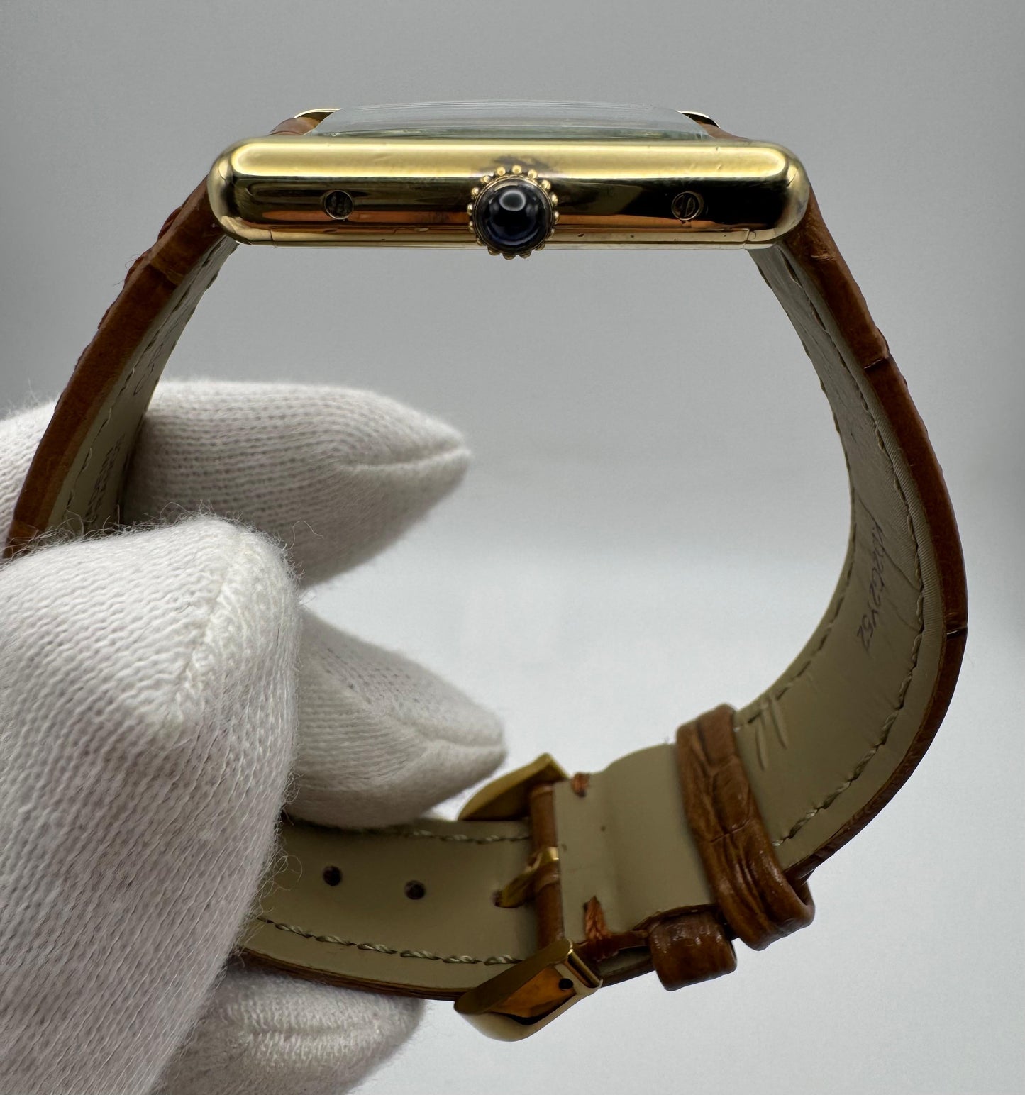 Cartier Tank Vermeil Gold Plated Wood Dial Manual Winding 1990 (Unpolished)