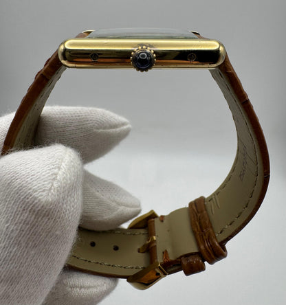 Cartier Tank Vermeil Gold Plated Wood Dial Manual Winding 1990 (Unpolished)