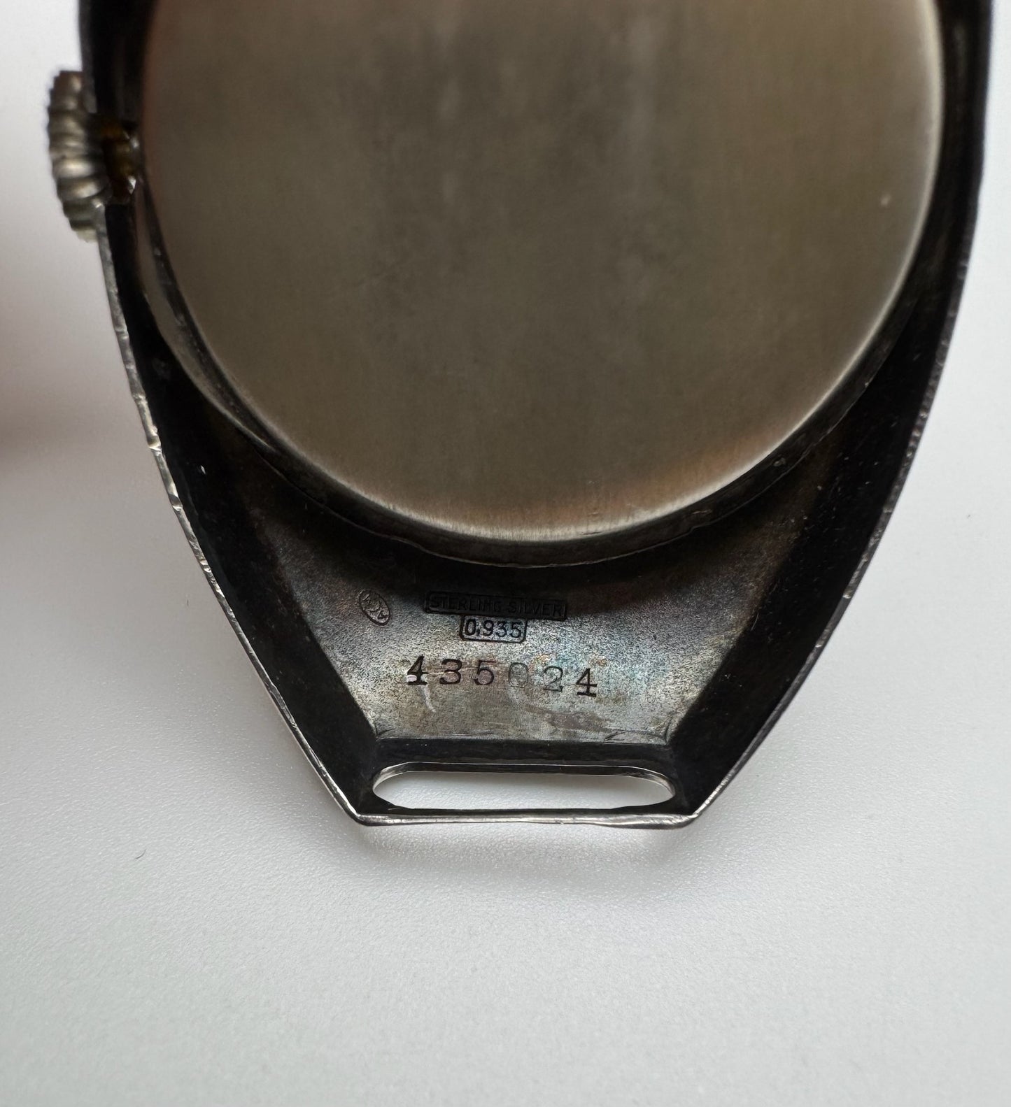 Movado Vintage Military Trench Watch Sterling Silver Large Case Porcelain Dial 1920s (Unpolished)