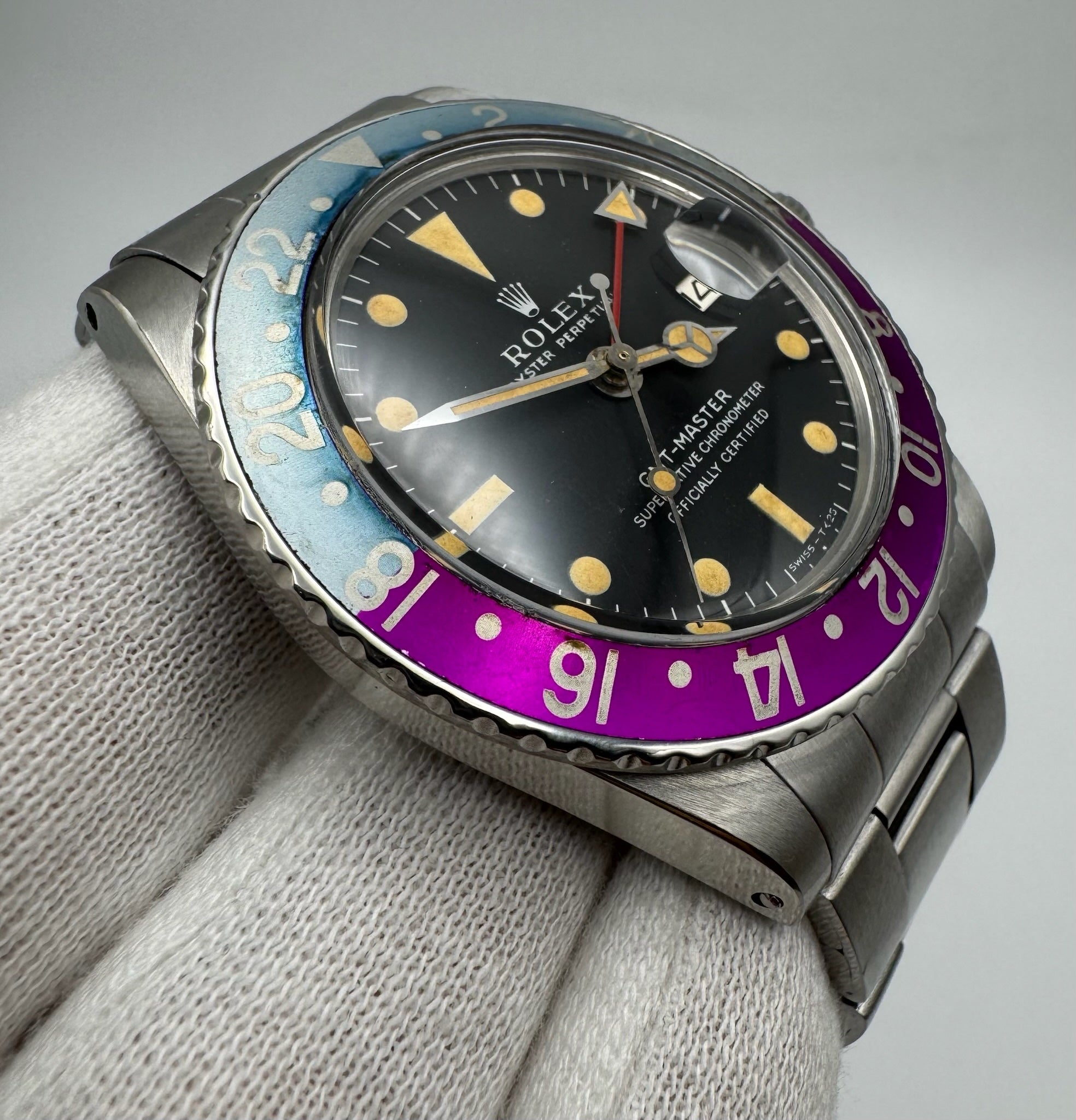 Rolex GMT-Master 1675 MK1 Long E Pumpkin Zinc Sulfide Lume Fuchsia