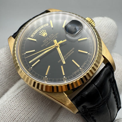 Rolex Day-Date 18038 Black Dial Sharp Lugs 1984 (Serviced)