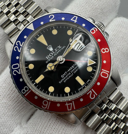 Rolex GMT-Master 1675 MK5 Pepsi Jubilee Yellow Patina 1978 (Serviced)