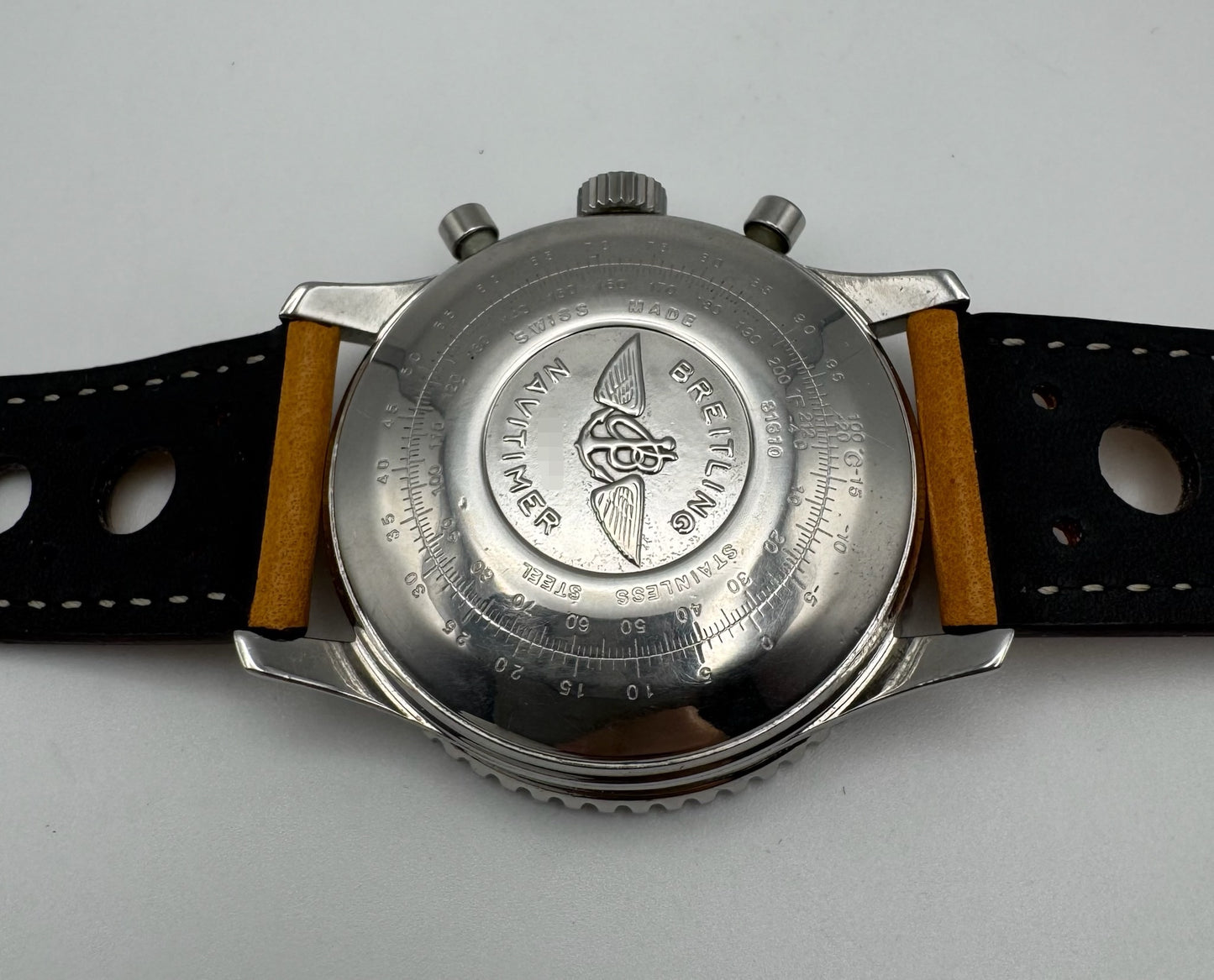 Breitling Old Navitimer Steel Automatic Chronograph Black Tritium Dial Patina 1985