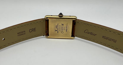 Cartier Tank Vermeil Gold Plated Wood Dial Manual Winding 1990 (Unpolished)