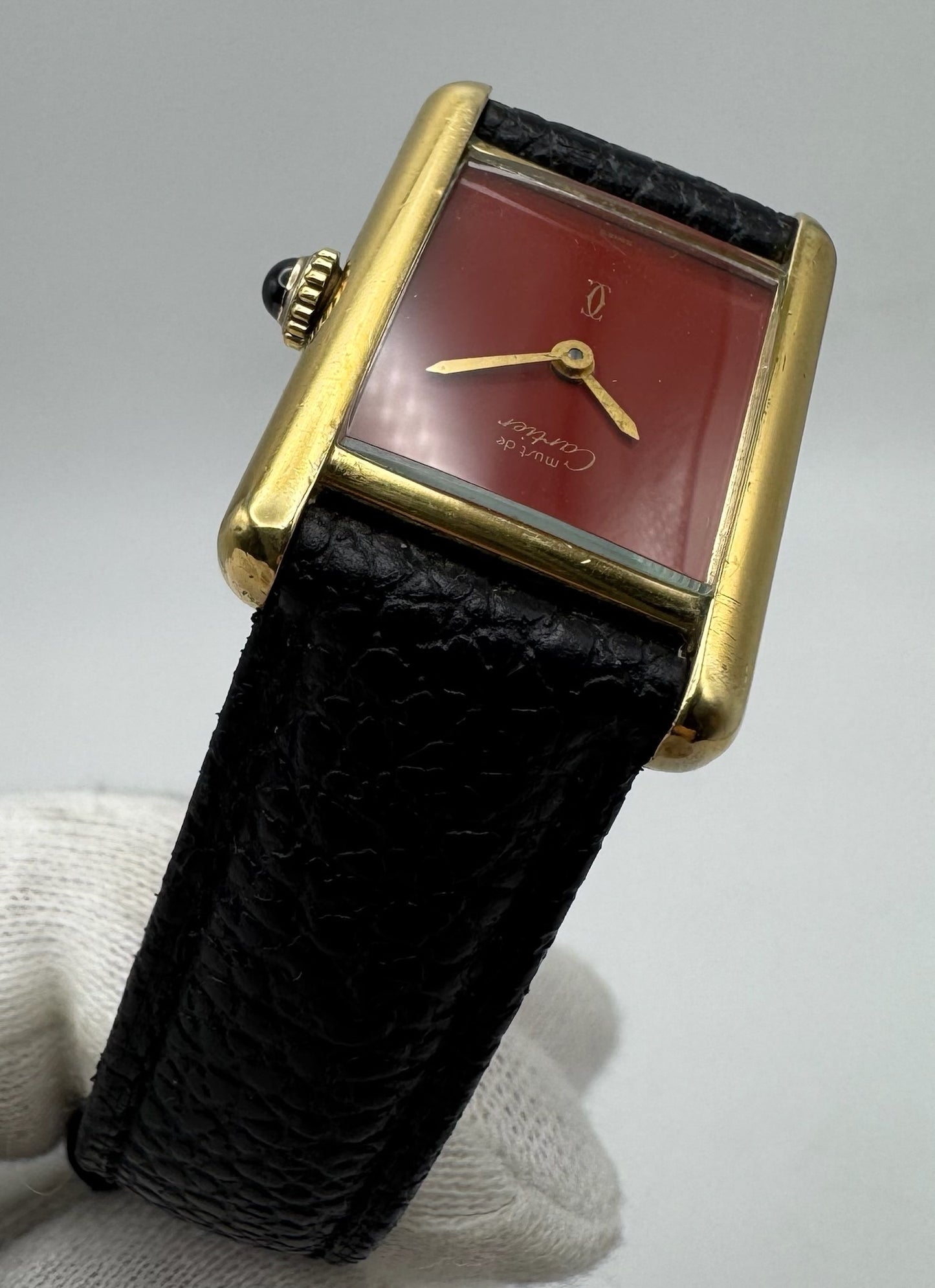 Cartier Tank Vermeil Gold Plated Rare Coral Dial 90s (Unpolished/Serviced)