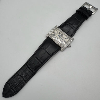 Cartier Tank Divan W6300655 Large Model 30x38mm Steel Diamond Set 2006 (Full-Set/Unpolished)
