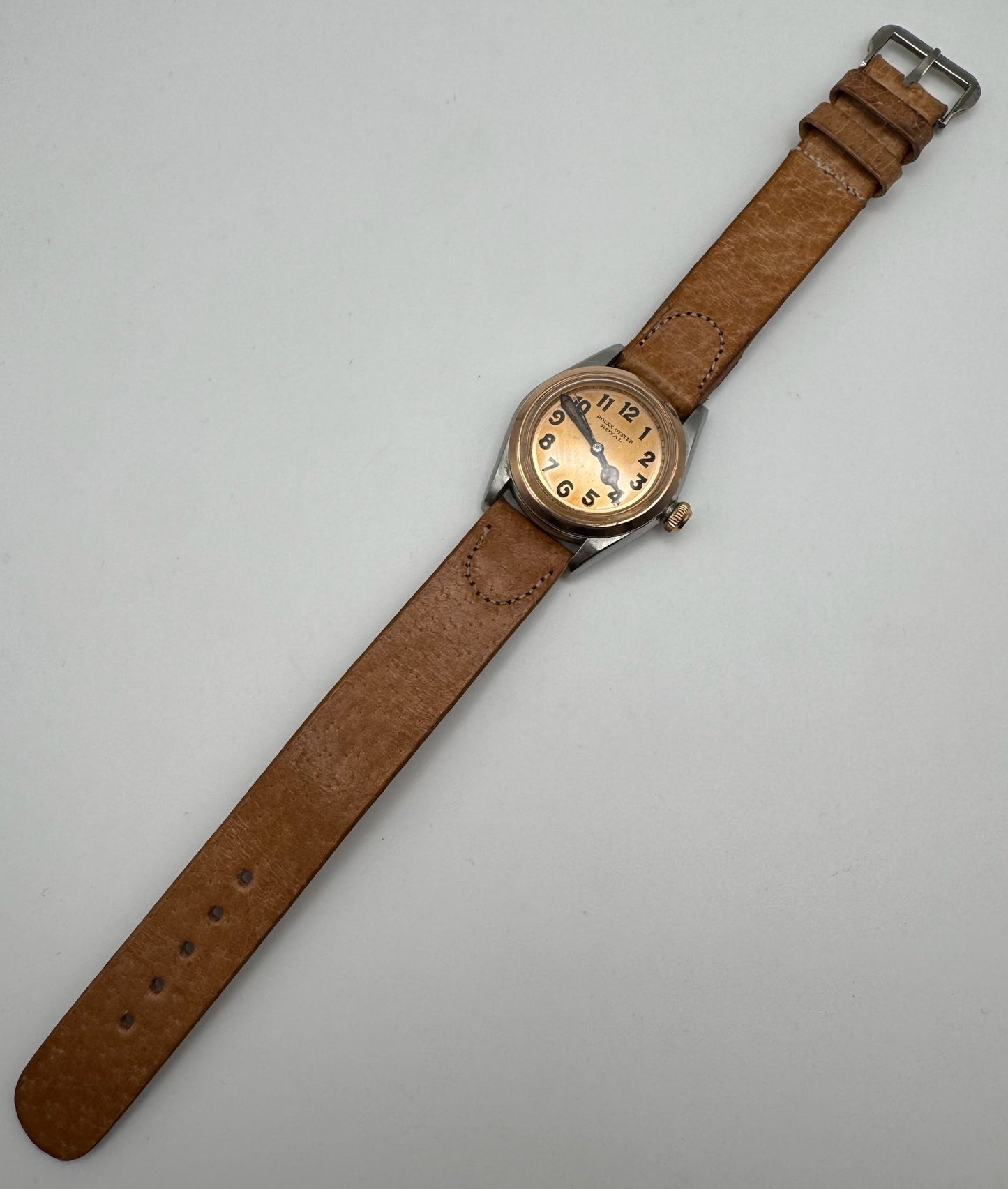 Rolex Oyster Royal 3121 Salmon Dial Arabic Numerals Two-Tone Vintage 1940s (Unpolished/Serviced)
