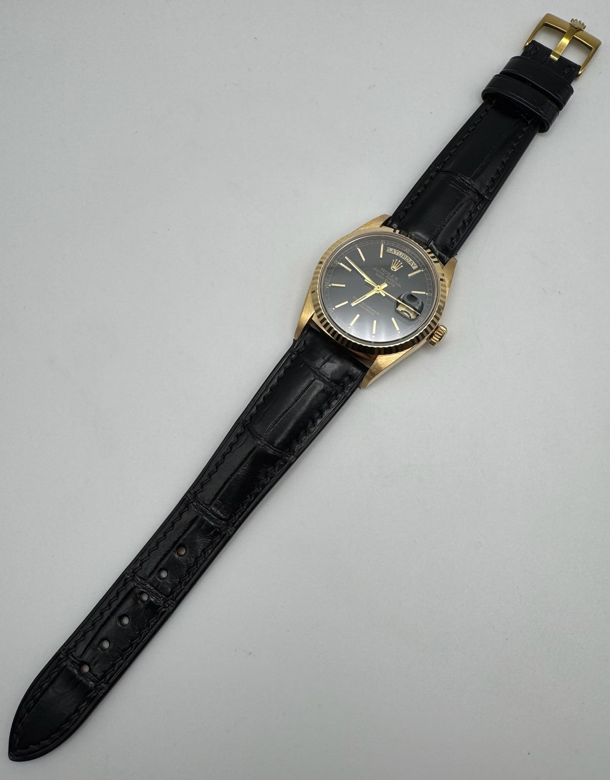 Rolex Day-Date 18038 Black Dial Sharp Lugs 1984 (Serviced)