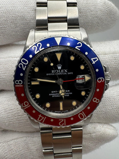 Rolex GMT-Master 16750 Pepsi Bezel Yellow Patina 1986 (Full-Set/Serviced)