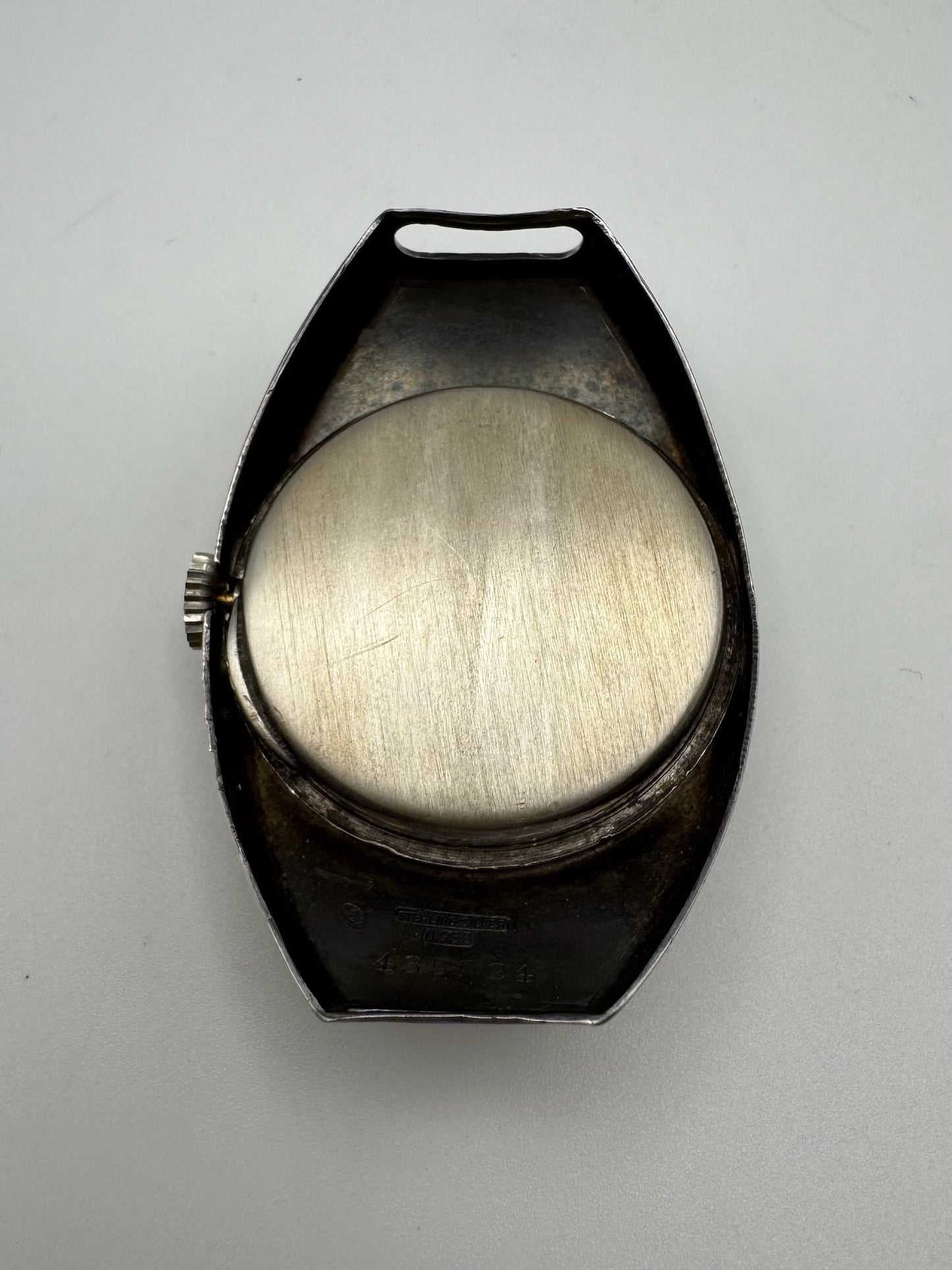Movado Vintage Military Trench Watch Sterling Silver Large Case Porcelain Dial 1920s (Unpolished)