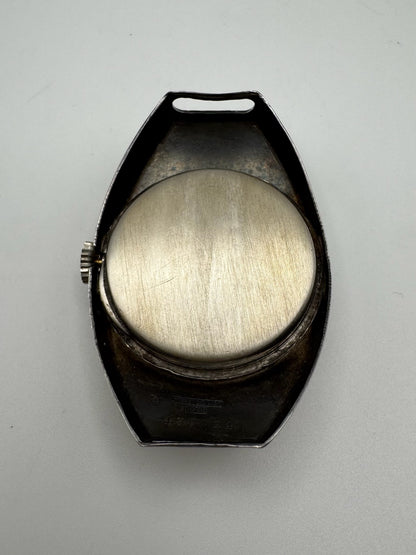 Movado Vintage Military Trench Watch Sterling Silver Large Case Porcelain Dial 1920s (Unpolished)