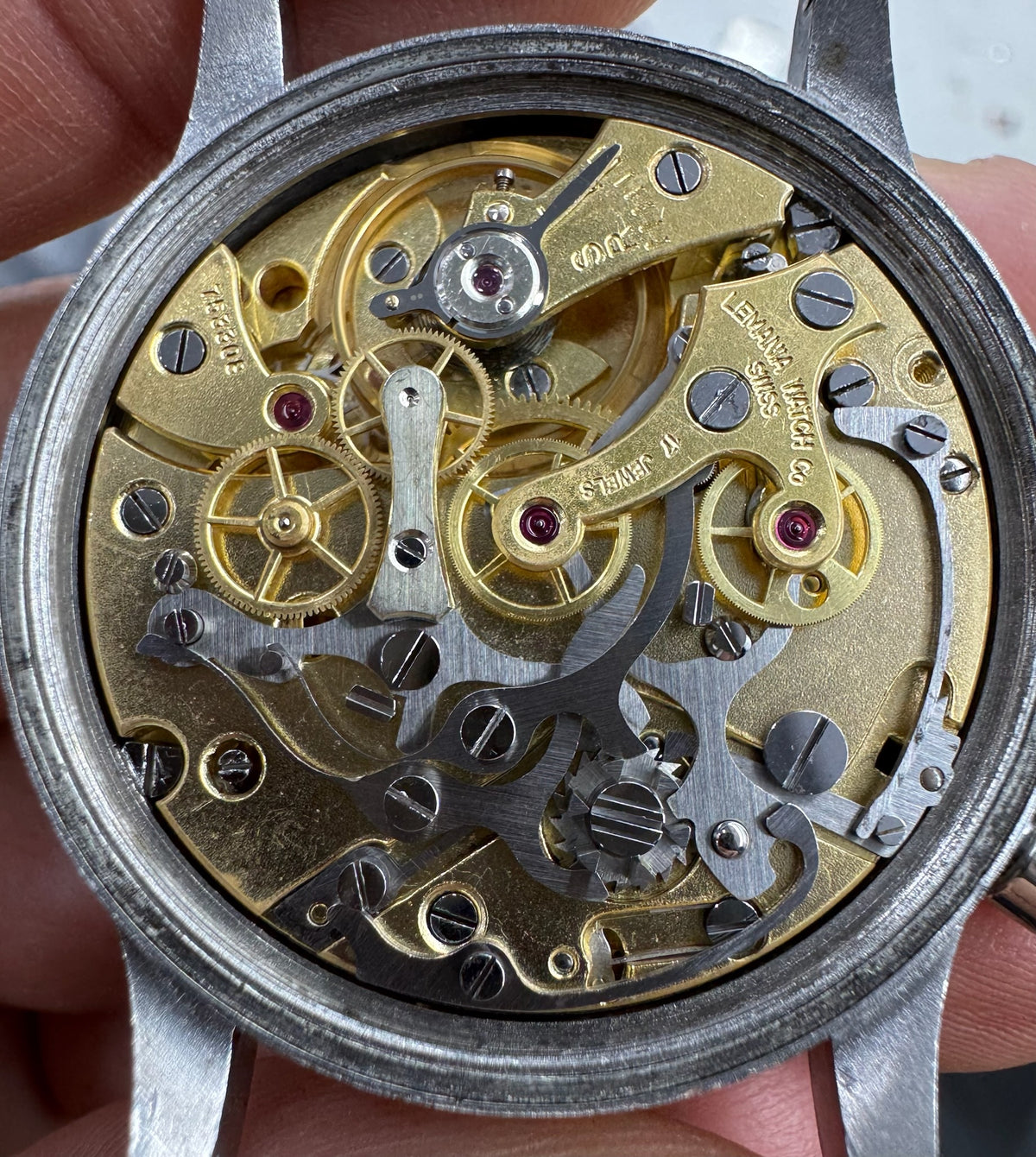 Lemania HS9 Monopusher Chronograph "RAN" Royal Australian Navy White Dial Extremely Rare ~1958 (Serviced)