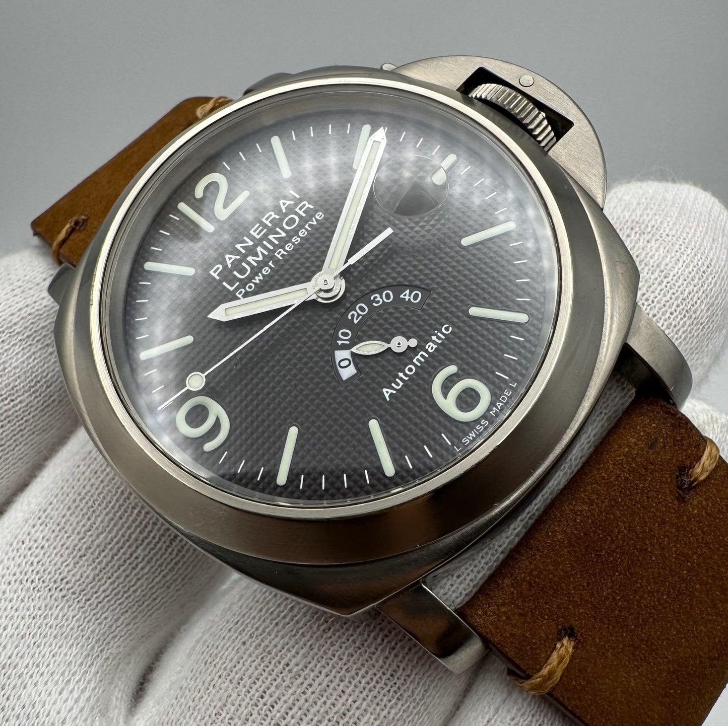 Panerai Luminor Power Reserve PAM57 Titanium Tobacco Dial Very Rare 2000 (Full-Set/Unpolished)