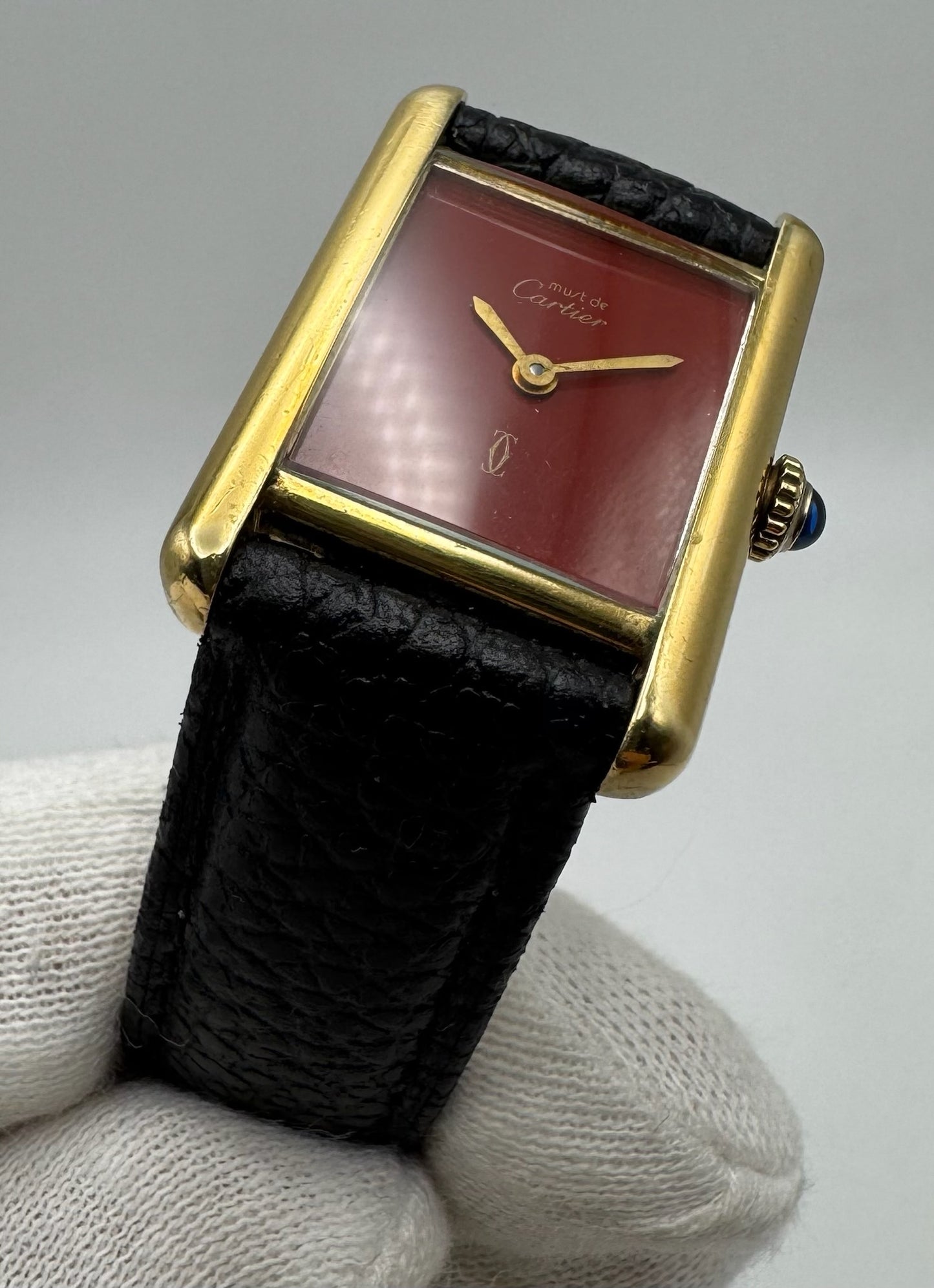 Cartier Tank Vermeil Gold Plated Rare Coral Dial 90s (Unpolished/Serviced)