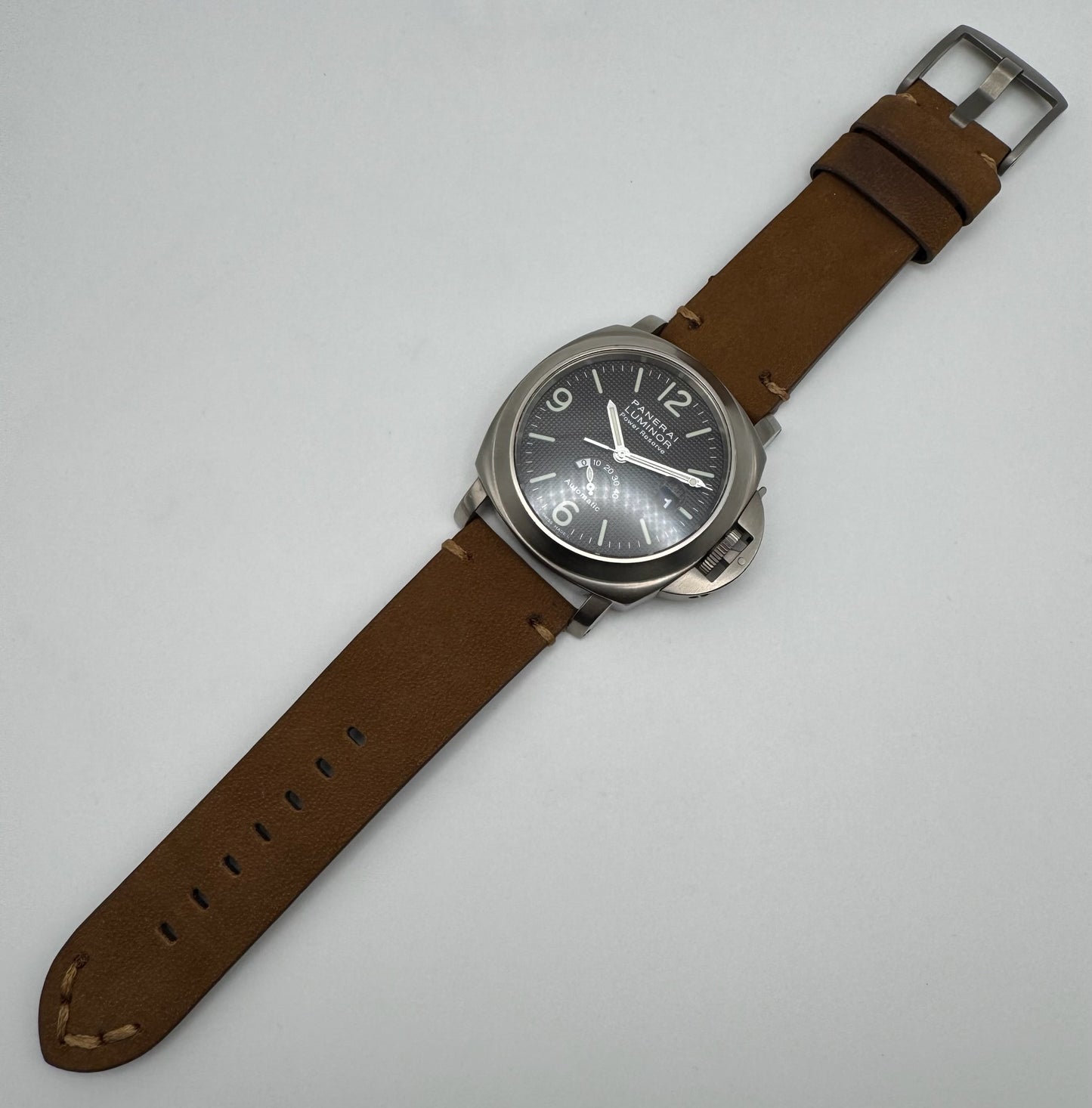 Panerai Luminor Power Reserve PAM57 Titanium Tobacco Dial Very Rare 2000 (Full-Set/Unpolished)