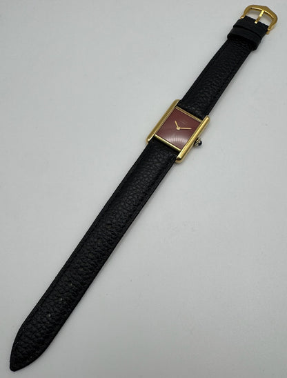Cartier Tank Vermeil Gold Plated Rare Coral Dial 90s (Unpolished/Serviced)