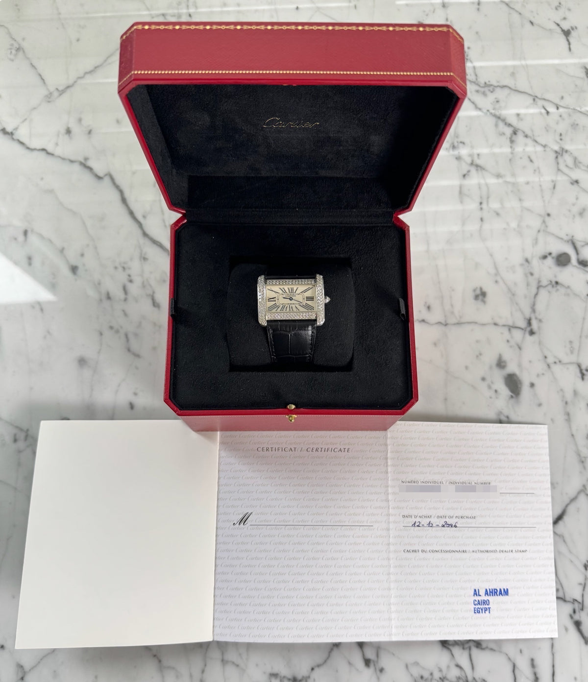 Cartier Tank Divan W6300655 Large Model 30x38mm Steel Diamond Set 2006 (Full-Set/Unpolished)