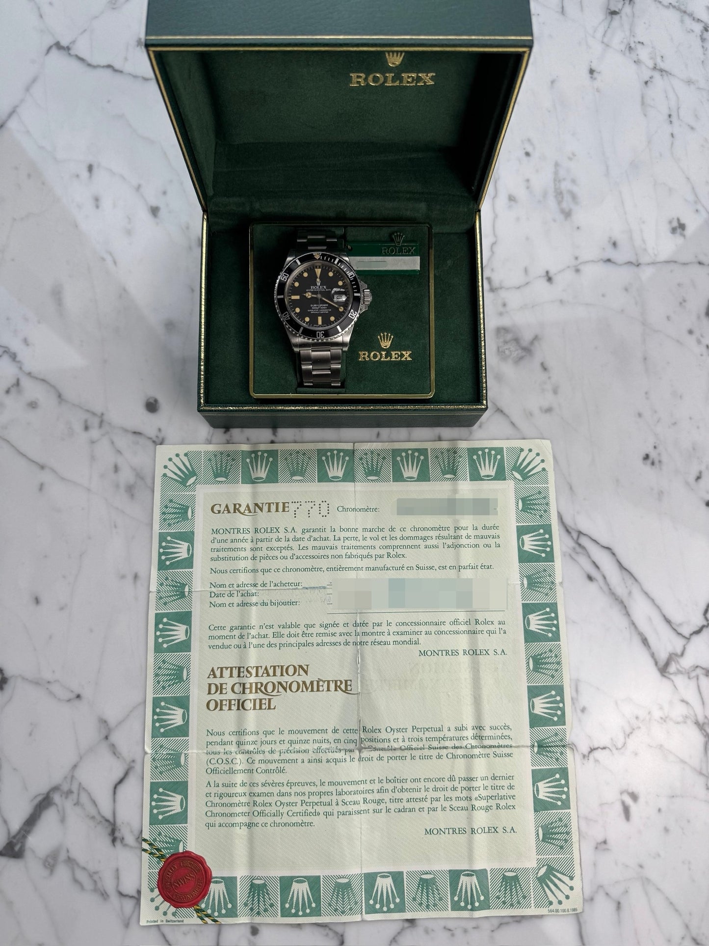 Rolex Submariner Date 16800 Matte Dial Yellow Patina 1986 (Full-Set/Serviced)
