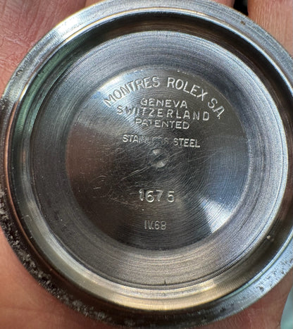 Rolex GMT-Master 1675 MK1 Long E Yellow Patina Pepsi Insert 1968